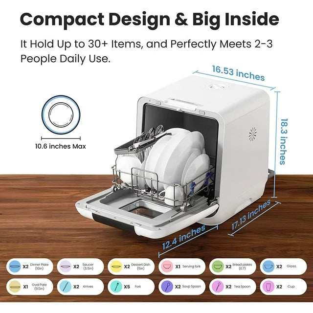 Comfee 16.5-in Portable Countertop Dishwasher (White), 62-dBA